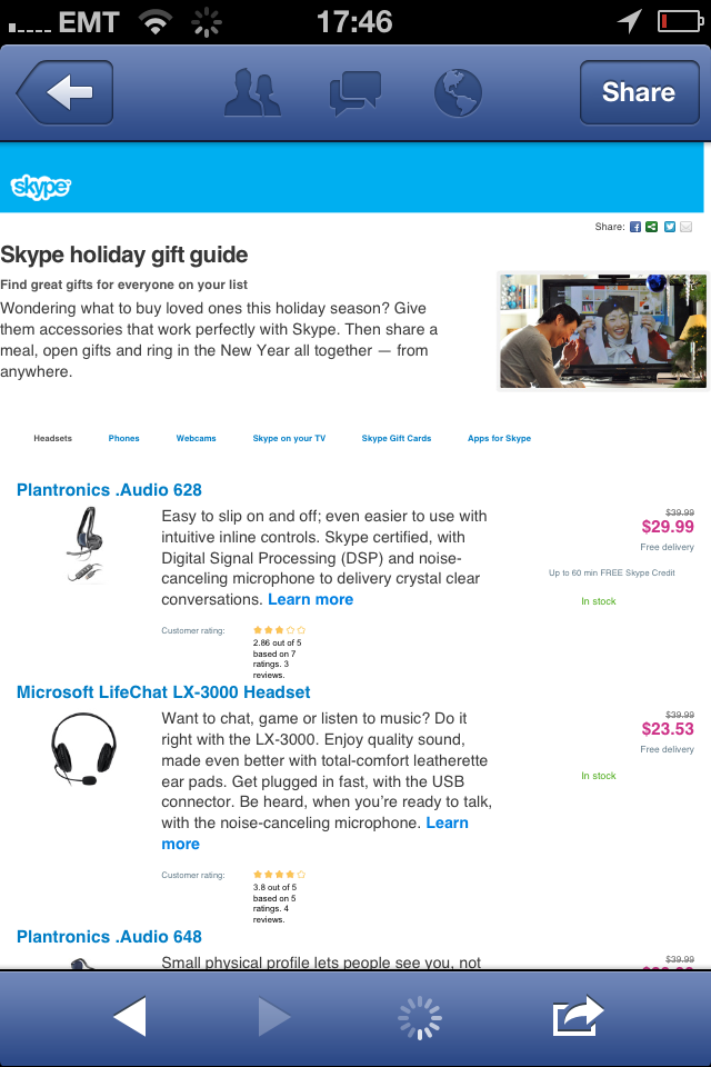 Skype landing page